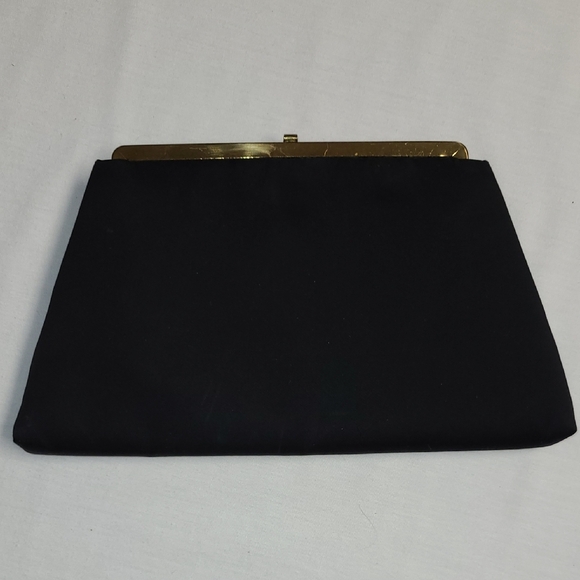 After Five Vintage Elegant Black  Clutch with Gold & Mother Of Pearl Accents - Picture 4 of 12